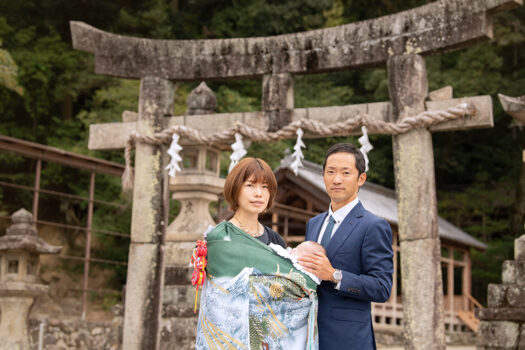 往馬大社　生駒大社　お宮参り　3ヶ月男の子