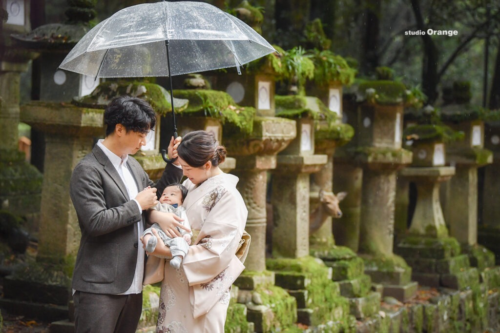 雨の日の出張写真 お宮参り出張写真 春日大社ロケーションフォト